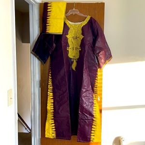 African style maxi dress with head wrap, brand new, never worn